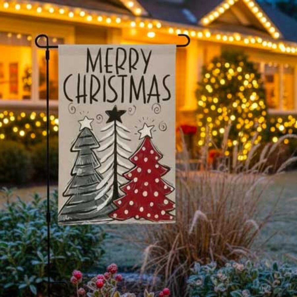 Merry Christmas Tree Garden Flag Decoration